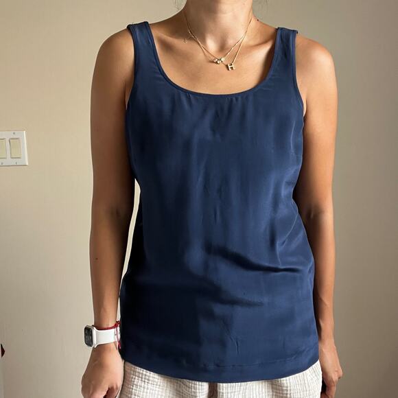 Madewell 100% Silk Lookout Bow Back Sleeveless Tank Top Blue Size XS - Picture 2 of 15
